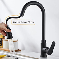 Robinet mitigeur d'eau chaude et froide avec 3 extractibles en laiton Rotation à 360 degrés Mélangeur de cuisine Robinet d'évier
