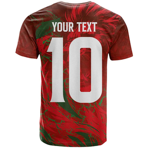 T-shirt de l'équipe nationale de football du Maroc avec impression 3D du rugissement du lion, emblème de la FAF avec des flammes tribales rouges et vertes, manches courtes pour hommes, vêtements de sport - Product Image 2