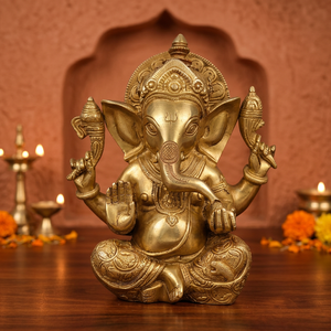 Ganesha en laiton de style traditionnel fait main, provenant directement d'Inde, avec Mukht pour Diwali, artisanat de qualité supérieure - Product Image 4
