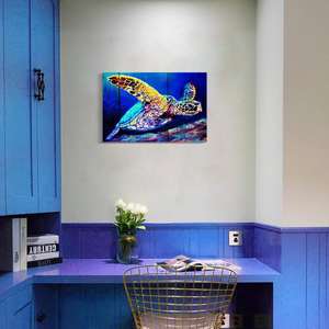 Tortue <span class=keywords><strong>de</strong></span> <span class=keywords><strong>mer</strong></span>, décor mural <span class=keywords><strong>de</strong></span> <span class=keywords><strong>salle</strong></span> <span class=keywords><strong>de</strong></span> bains, imprimés sur toile, aquarelle <span class=keywords><strong>de</strong></span> vie, peinture à thème <span class=keywords><strong>de</strong></span> plage, 1 panneaux encadrés pour chambre à coucher - Product Image 3