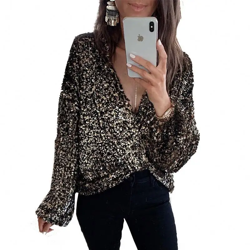 JGZY bahar 2022 kadın s giyim seksi pullu kadın bluzlar gömlek Casual uzun kollu güz Streetwear bluz