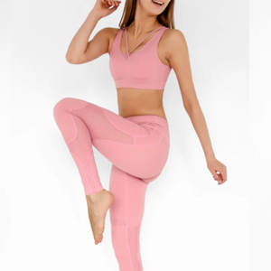 New High Waist Leggings Shockproof Bra Wear <b>Tight</b> Fitness Running Women Two Pieces Set Gym Yoga Bra and Leggings Set - Product Image 4