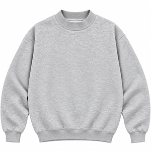 Sweat-shirt col rond oversize gris clair personnalisé, sweat-shirt à col montant oversize - Product Image 1