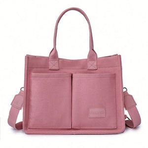 Fashion Custom Women Shoulder Cotton Canvas Tote <b>Bag</b> with Pocket for Class and Work - Product Image 2