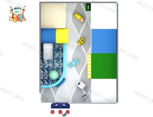 Aire de jeux intérieure pour enfants, équipement de jeu de rôle de ville, aire de jeux intérieure souple avec toboggan et piscine à balles avec route - Product Image 6