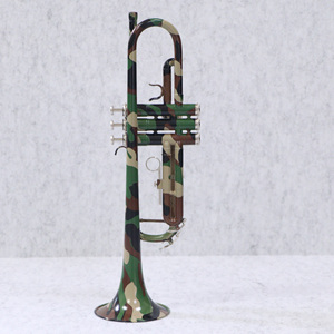 Trompette en laiton jaune, finition de surface camouflage, taille standard, instrument en laiton - Product Image 2