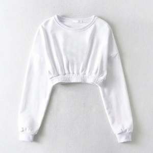 Venta al por mayor 100% algodón hombro caído Unisex gran tamaño cuello redondo bordado personalizado sólido hombro caído recortado Sudadera Mujer - Product Image 4