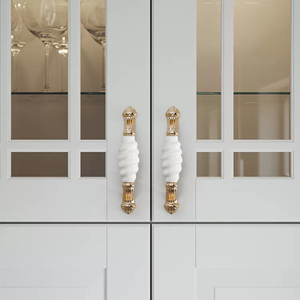Phong Cách Châu Âu Trắng Gốm Cửa Xử Lý Hợp Kim Kẽm Tủ Ngăn Kéo Kéo Sang Trọng Vàng Tủ Quần Áo Tủ Xử Lý Cho Đồ Nội Thất - Product Image 5