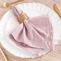 Serviettes en tissu de coton froissé, couleur unie, douces et modernes, pour la maison, les fêtes de Noël et les mariages