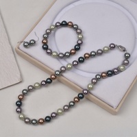Ensemble de bijoux en perles de verre marron café, 3 pièces, collier de perles rondes, bracelet, boucles d'oreilles pendantes, fermoir en filigrane argenté pour femmes