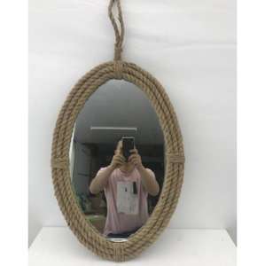 RH12001 82cm <span class=keywords><strong>specchi</strong></span> rustici ovali moderni personalizzati da appendere alla parete canapa black decor art wall hanging rattan wicker mirror camera da letto - Product Image 1