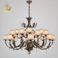 Lustre vintage en cristal, lustre rustique en fer, lustre de style campagnard français, luminaire suspendu de luxe pour villa, salon, hall d'entrée