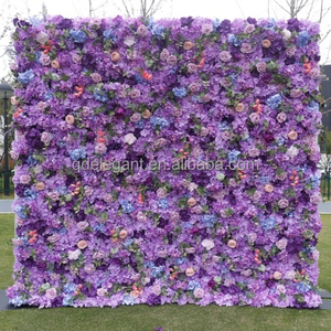 EG--WD170 Bridal Shower 5d Purple Color Roll Up Fabric Curtain <strong>Wall</strong> <strong>Flower</strong> Backdrop <strong>Flower</strong> <strong>Wall</strong> Purple Rose <strong>Flower</strong> <strong>Wall</strong> - Product Image 5