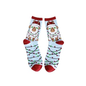 KT-0026-18 ओएम थोक कस्टम उच्च गुणवत्ता वाले कपास प्यारे पशु कुत्ते कार्टून चरित्र खुश मजेदार लड़कियों क्रिसमस के मोजे - Product Image 1
