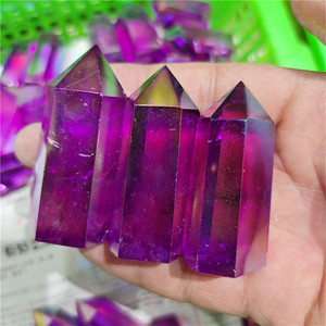 Cristaux d'âme naturels en vrac en gros, points de cristal de <span class=keywords><strong>quartz</strong></span> <span class=keywords><strong>Aura</strong></span> <span class=keywords><strong>Aqua</strong></span> Angel bleu traité - Product Image 2