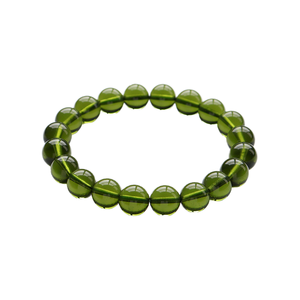 Bracciale con Perle di 8mm in Moldavite Artificiale, Aerolite Verde, Cristallo Ceco, Pietra Grezza Incisa, Meteorite Levigato - Product Image 2