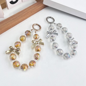 Lujoso Llavero de Lujo con Lazo 3D Brillante, Pulsera para Teléfono, Accesorios DIY, Correa Antipérdida, Cadena de Cuentas, Decoración Colgante, Cordón para Llaves - Product Image 5