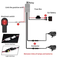 Saklar LED tembaga PVC IP67 tahan air 12V 20cm harnes kabel sepeda motor/kendaraan listrik lampu sorot modifikasi strobo 900