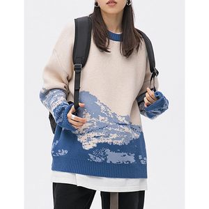 เสื้อสเวตเตอร์พิมพ์ลายภูเขาสำหรับผู้ชาย FOXA เสื้อถักโอเวอร์ไซส์ แฟชั่นฤดูใบไม้ร่วงฤดูหนาว สวมใส่สบายๆ - Product Image 2