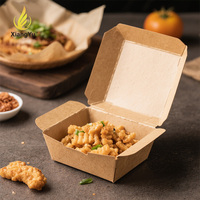 Boîte à poulet frit en papier kraft personnalisable 8x6x3 pouces, emballage jetable écologique pour la vente à emporter et la restauration
