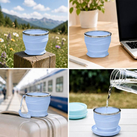 Gobelet en silicone de qualité alimentaire sans BPA, réutilisable, couleur macaron, anti-fuite, léger, logo personnalisé, gobelet en silicone pliable, gobelet macaron