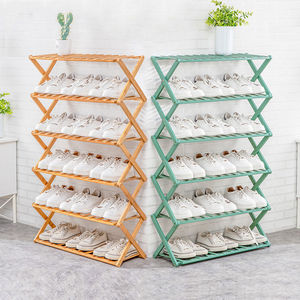 Multi-Tier Foldable Bamboo Shoe Rack Multifunctional Plant Stand Plant Flower Display Rack Free Standing Shoe Shelf Storage