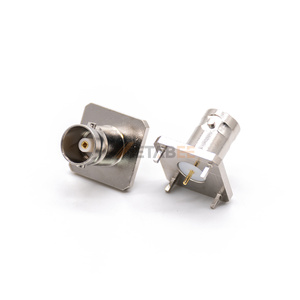 Connecteur coaxial RF BNC 50 ohms 4 GHz à 4 broches, à bride carrée, pour montage sur circuit imprimé, prises femelles droites - Product Image 6