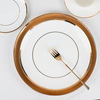 Service de table blanc style japonais et coréen, avec bordure dorée, 4 pièces