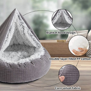 Modernes Luxuriöses Plüsch-Hundebett in Donut-Form Hochwertige Warme Maschinenwaschbare Runde Matratze mit Kapuzenbezug - Product Image 2