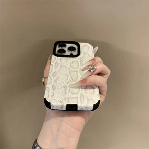 Funda de Teléfono de Cuero Artificial con Relieve de Lujo para iPhone, Carcasa Protectora a Prueba de Golpes con Diseño de Diamantes - Product Image 4