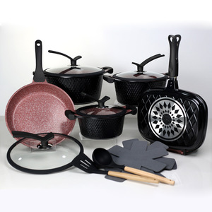Juego de utensilios de cocina Donnor Diamond Series de 15 piezas, ollas, sartenes y woks antiadherentes de granito para la cocina del hogar. - Product Image 3