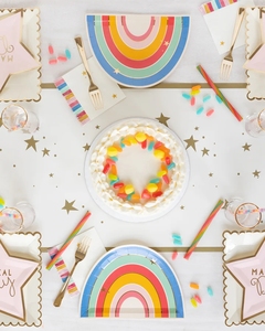 Décorations personnalisées en gros pour fête d'anniversaire d'enfant sur le thème de la crème glacée arc-en-ciel, fournitures pour événements, ensemble de vaisselle - Product Image 1