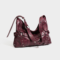 Sac Hobo de Luxe pour Femme, Style Punk, Sac à Bandoulière Souple avec Rivets Argentés, Sac à Main Élégant pour Dames