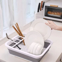 Boîte de rangement pliable en plastique pour vaisselle, séchoir à vaisselle de cuisine, égouttoir à vaisselle portable en plastique