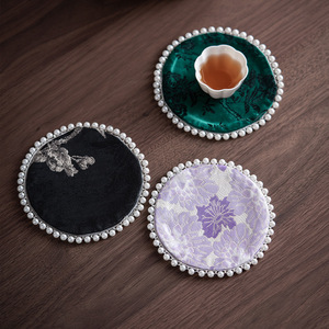 Posavasos de brocado estilo chino con cuentas, accesorio de algodón para la ceremonia del té, tapete retro zen para mesa de té, nuevo estilo chino - Product Image 1