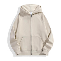 Sweat-shirt à capuche zippé ample de couleur unie vintage avec logo imprimé personnalisé pour hommes et femmes, marque de mode