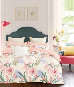 new design western design 100% cotton pigment printed comforter set modern style bed cover 4Pcs plant bed linen for home