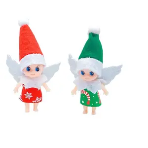 Christmas Elf Doll Small Baby Twins Miniature Green and Red Elf Boy and Girl Toy Suitable for Xmas New Year Decorations