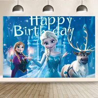 Kişiselleştirilmiş prenses Elsa Anna parti afiş kızlar parti mutlu doğum günü süslemeleri Poster arka planında