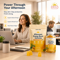 Complément alimentaire, gommes énergétiques pour les employés de bureau, étiquette privée personnalisée, saveur tropicale, vitamine C, biotine, gommes