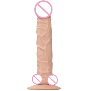 10 Inch Long Big Soft Realistic Lifelike PVC Brown Black Flesh Dildo Artificial Penis For Woman