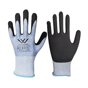 13 Gauge Cut Level ANSI A8 A9 Cut Resistant Gloves Palm With Sandy Nitrile Coated Add Steel Wire TDM F Gloves