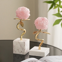 Paire de sculptures florales en cristal d'améthyste de luxe - Ornement de décoration moderne pour salon, cadeau de mariage