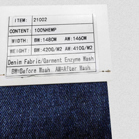 Tissu en denim 100 % chanvre écologique 21002, largeur 148 cm, 420 GSM, sergé teint en fil, pour sacs, vêtements, chaussures, certifié OEKO-TEX, biologique