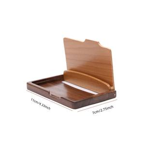 Boîte en bois exquise en érable noyer pour hommes et femmes, support en bois massif pour affaires, boîte de rangement de bureau pour cartes de visite - Product Image 4
