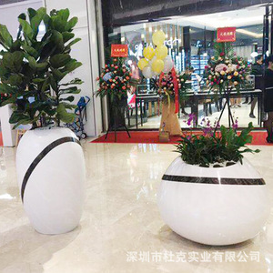 Fiberglass Flower Pots Circular Floor Standing White Modern Design For Shopping Mall Decorations - Product Image 3