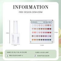 ZRKGEL Vernis à ongles gelée effet verre transparent, sans TPO ni HEMA, 45 nuances tendance, sans cruauté animale, à retirer par trempage, avec conception de logo gratuite