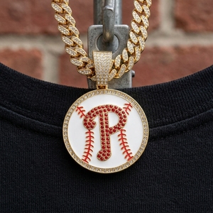 <span class=keywords><strong>Collier</strong></span> pendentif lettre Philadelphia style baseball, tendance, polyvalent, personnalisé, avec diamant, de marque de mode - Product Image 5