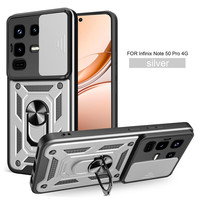 Coque de téléphone portable antichoc avec béquille et anneau de support coulissant pour caméra, compatible avec Infinix Note 50 Pro Plus 30 5G 20 4G Ultra