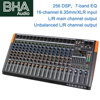 Console de mixage audio DJ 16 canaux BHA KA16 avec 256 DSP, alimentation fantôme 48V et enregistrement USB pour concerts, églises, KTV et studios